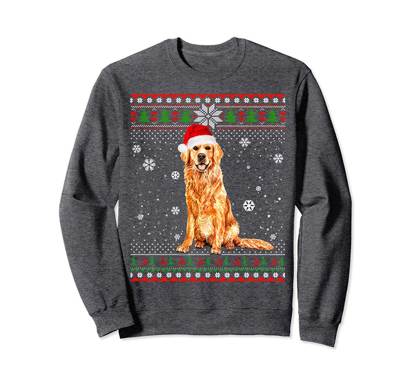 Christmas Golden Retriever Santa Hat In Snow Ugly Sweater Sweatshirt