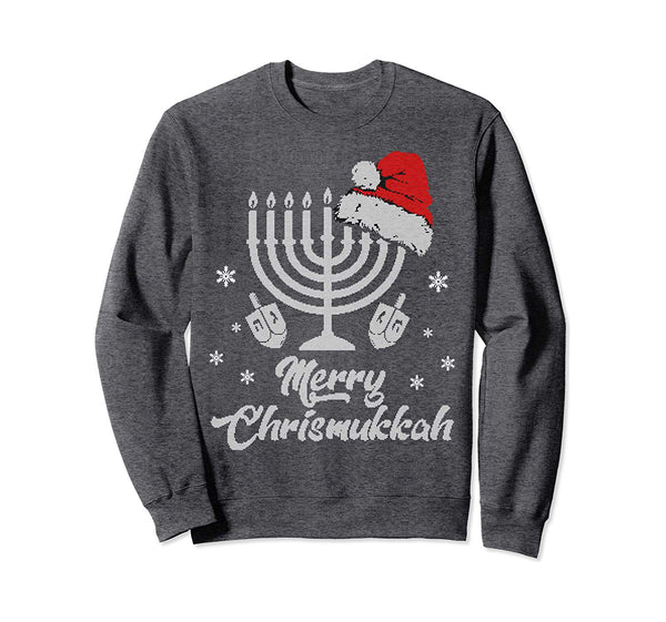 Christmas Ugly Hanukkah Sweater menorah Merry Chrismukkah Sweatshirt