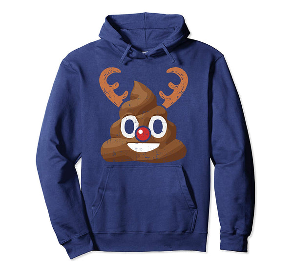 Poop Emoji Reindeer Funny Christmas Poo Emoticon Gift Pullover Hoodie