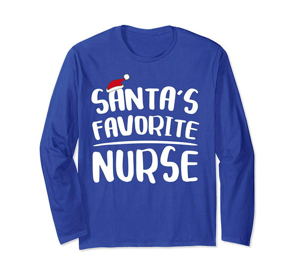 Santa's Favorite Nurse T-Shirt Christmas Gift Shirt Long Sleeve T-Shirt