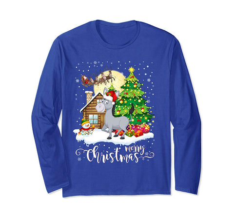 Funny Cute Donkey Lover Merry Christmas 2019 Gift Long Sleeve T-Shirt