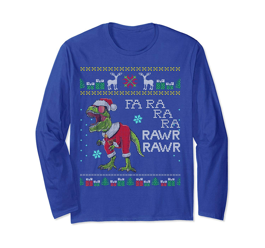 Fa Rawr Rawr T-Rex Dinosaur Santa Ugly Christmas Sweater Long Sleeve T-Shirt