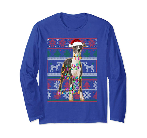 Whippet Ugly Sweater Christmas Gifts Long Sleeve T-Shirt