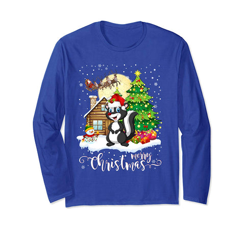 Funny Cute Skunk Lover Merry Christmas 2019 Gift Long Sleeve T-Shirt