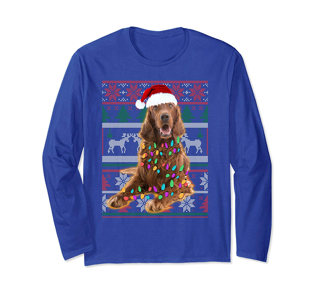 Irish Setter Ugly Sweater Christmas Gift Long Sleeve T-Shirt