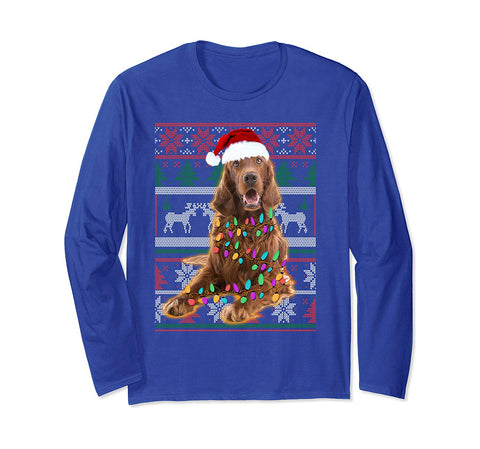 Irish Setter Ugly Sweater Christmas Gift Long Sleeve T-Shirt