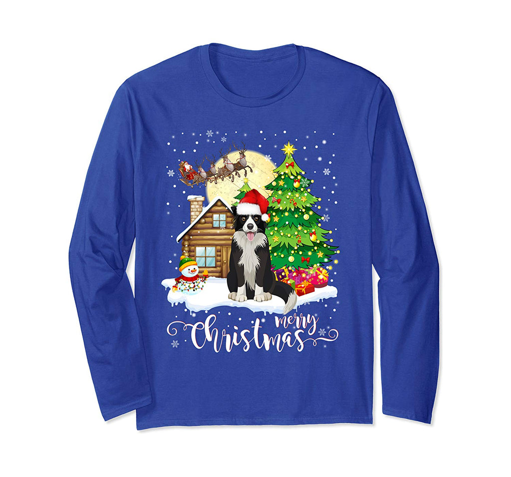 Border Collie Merry Christmas Dog Lover Gift Long Sleeve T-Shirt