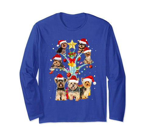 Cute Yorkie Christmas In Tree Dog Lovers Gift Xmas Long Sleeve T-Shirt