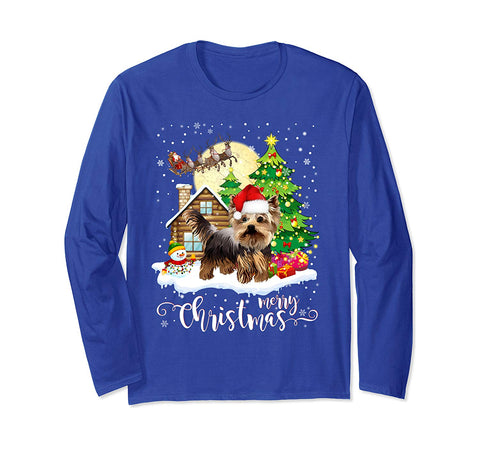 Yorkshire Terrier Merry Christmas Dog Lover Gift Long Sleeve T-Shirt