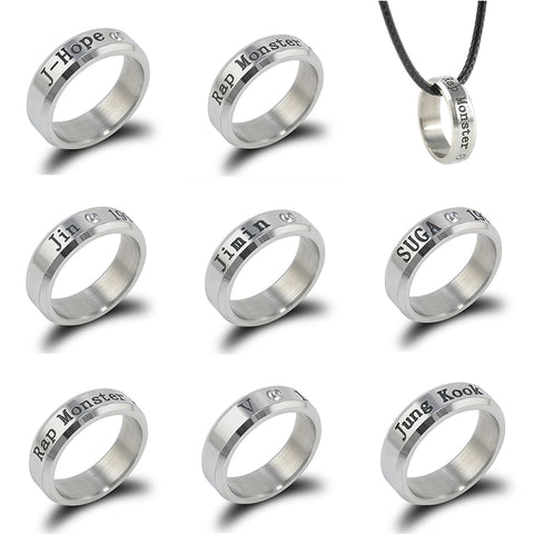 Kpop Letters "Rap Monster" "J-HOPE" "V" etc 18mm Personalize Titanium