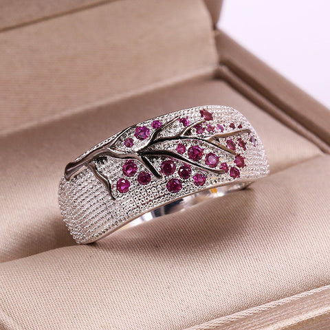 Crystal zircon branch Rings for Women Unique Punk Branch