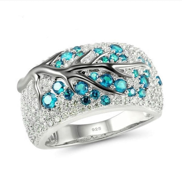 Crystal zircon branch Rings for Women Unique Punk Branch