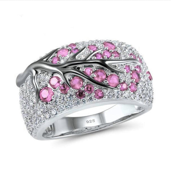 Crystal zircon branch Rings for Women Unique Punk Branch