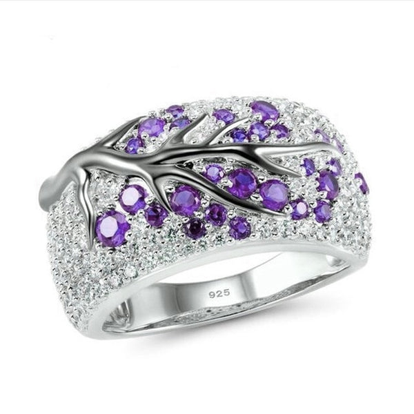 Crystal zircon branch Rings for Women Unique Punk Branch